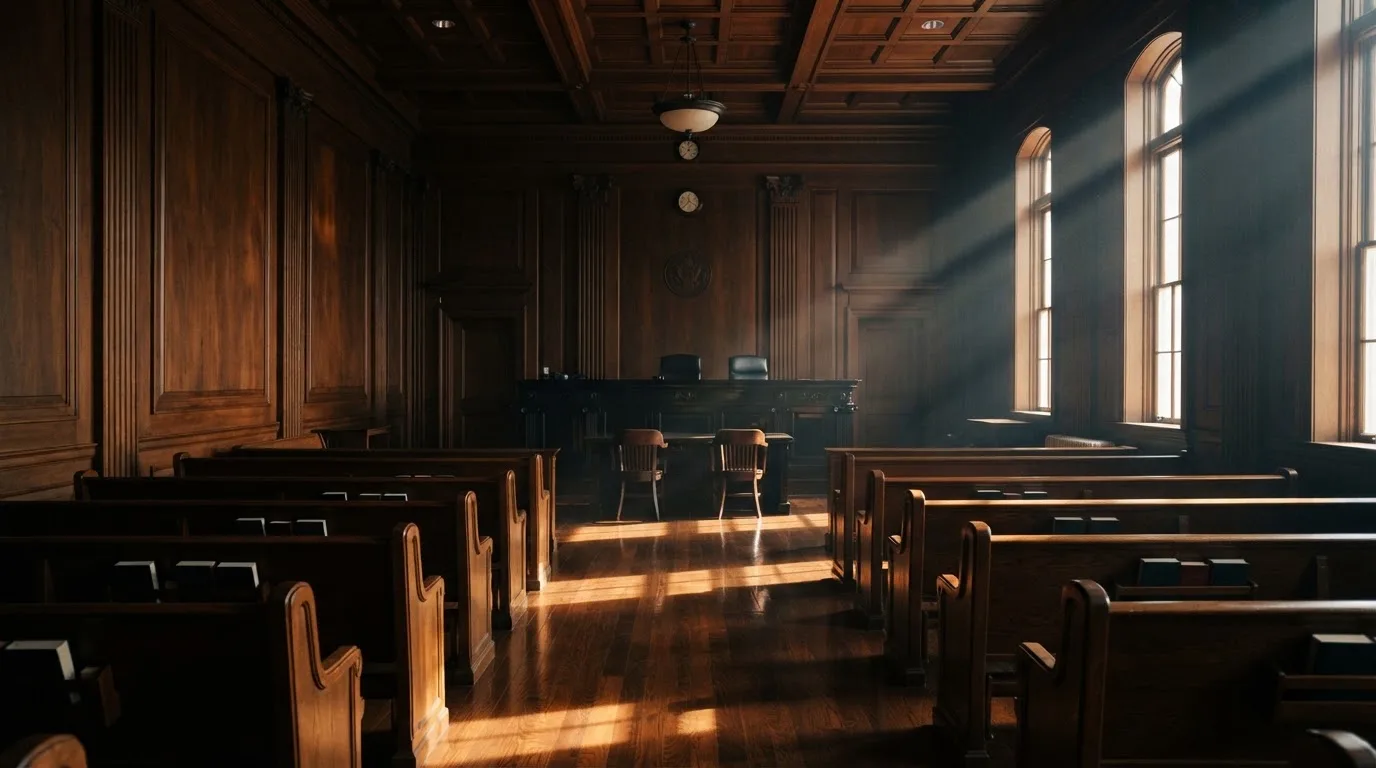 Üres tárgyalóterem faburkolattal, reggeli fényben — magyar kaszinó promóciós kódok